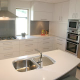 Melamine cabinets with 20mm Caesarstone benchtops