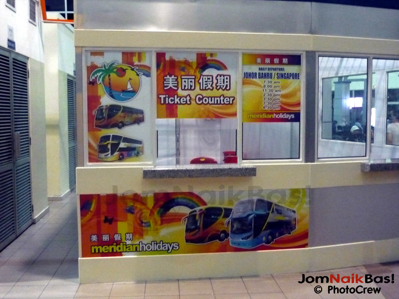 Ticketing counter at Melaka Sentral Bus Terminal.