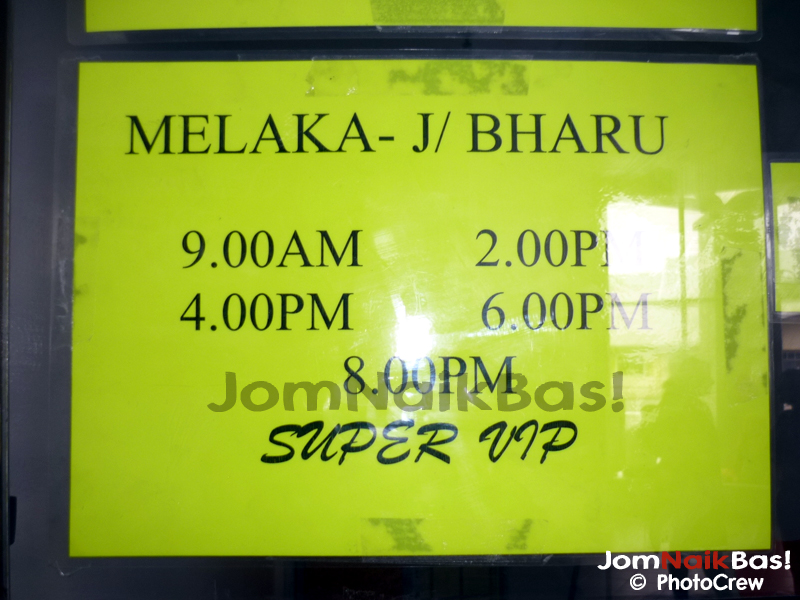 Departures from Melaka.