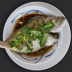 Steamed whole snapper with Soy, Ginger and Spring Onions