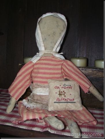 Prim doll with valentine pinkeep