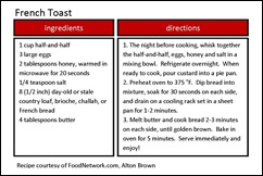 French toast recipe card