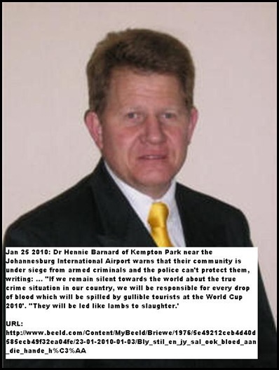 Dr Hennie Barnard says Kempton Park is under siege from armed criminal gangs