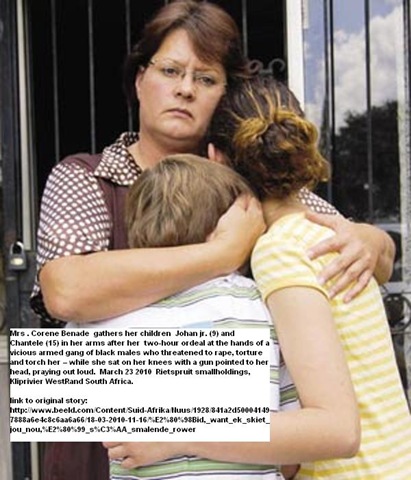 [Benade Mrs Corene hugs kids Johan 9 and Chantele 15 March232010 SmalloldingRietspruitAttack[7].jpg]