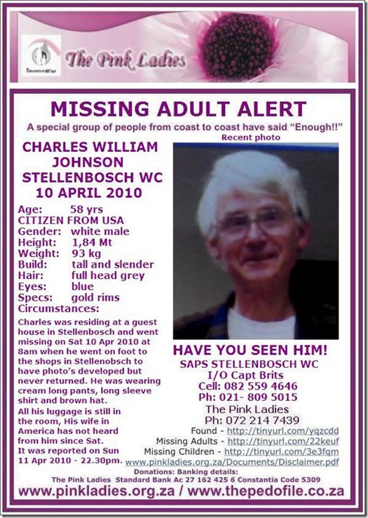 American tourist missing in Stellenbosch April 10 2010