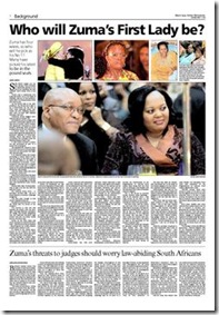 Who Will Zuma's first lady be Pretoria News April 11 2009