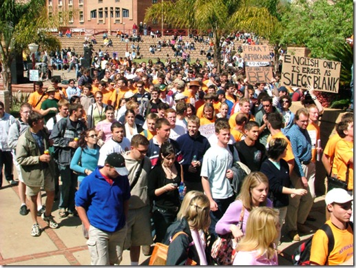 AfrikaansYouthsProtestingAgainstDenialOfTheirLanguageRightsInEducationNov2008