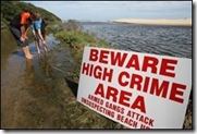 High Crime Area Warning Sign SA beaches