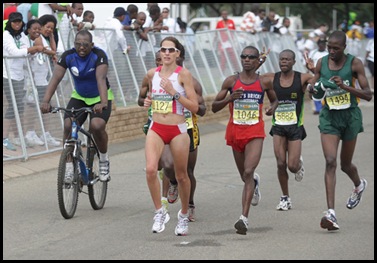 Soweto Marathon lone white face accompanied by body guard