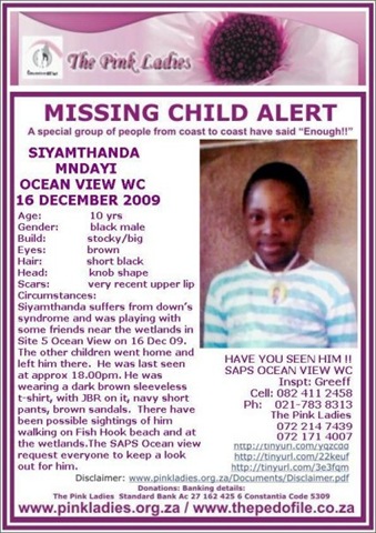 [down's syndrome boy Siyamthanda Mndayi missing 16Dec2009 OceanView[6].jpg]