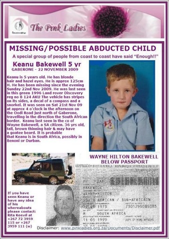 [Bakewell Keanu 5, missing, Gaborone Botswana possibly abducted by dad Wayne SA citizen 22Nov2009[4].jpg]