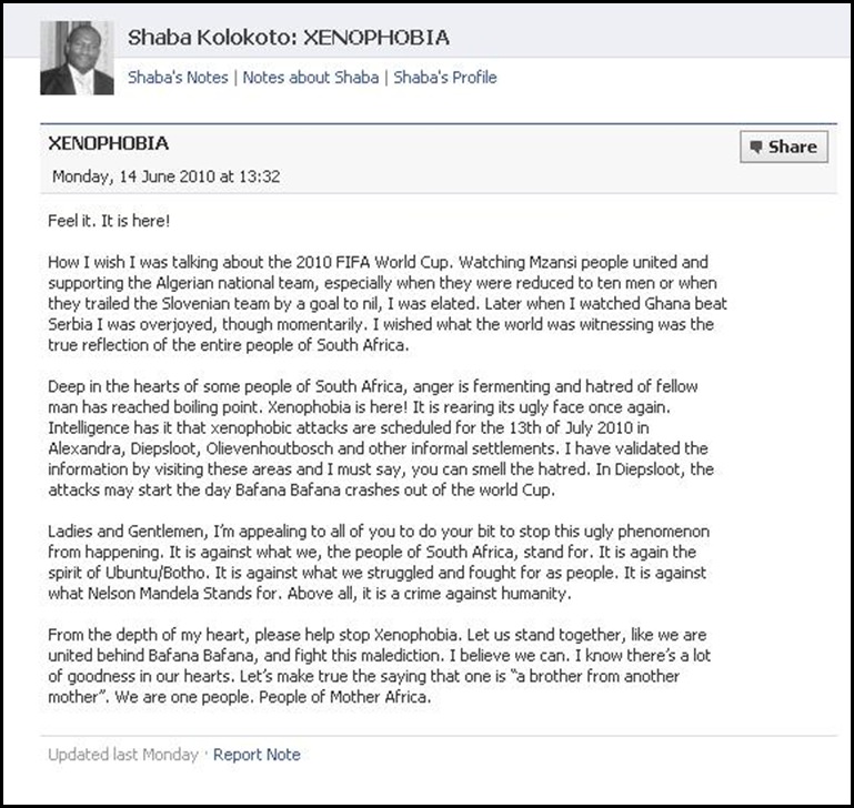 STOP XENOPHOBIA by Shaba Kolokoto facebook jUNE142010 STOP XENOPHOBIA by Shaba Kolokoto facebook jUNE142010