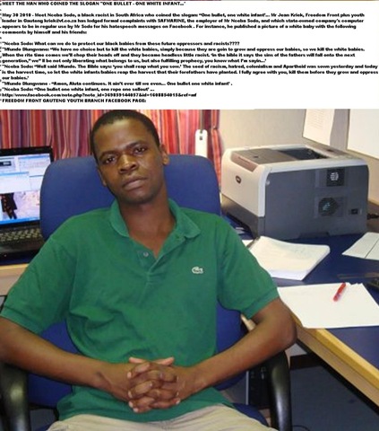 [Sodo Nceba Safmarine employee PE wrote One Bullet One White Infant May302010 HisFacebook[9].jpg]