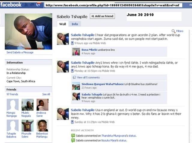 [Tshapile, Sabelo FACEBOOK June 30 2010 Xenophobia starts after WC[13].jpg]