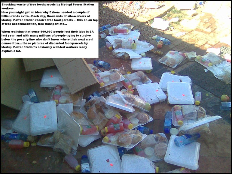 WASTED FREE FOOD PARCELS MedupiPowerStationWorkers4