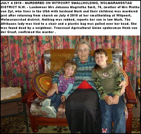 Smit Johanna Magrietha murdered July 4 2010 North West homestead