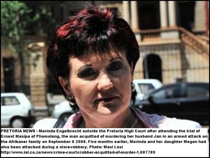 Engelbrecht Merina PtaHighCourt_husband Jan murdered suspect Ernest Masipa acquitted Oct212010