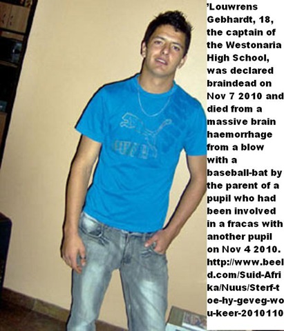 [Gebhardt Lourens 18 Westonaria high school killed intervening in fight Nov7010[6].jpg]