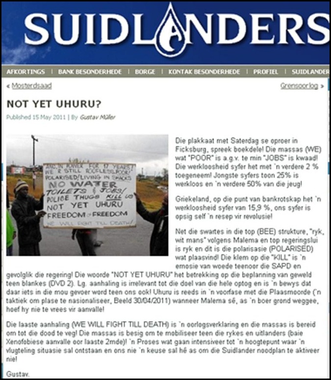 UHURU NOT YET UHURU SUIDLANDERS
