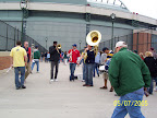 Photo: The band jams on the bridge.