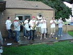 Photo: Kingpin Brass Band lays it down at their local crawfish boil.