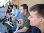 Photo: Side view of the brass band.