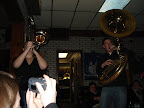Photo: Katie and Ian get the crowd involved in the brass band music.