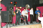 Photo: Mike takes a trombone solo entertaining the crowd at the wedding.