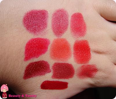 I miei rossetti: rosso/fragola - swatches