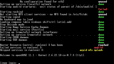 openSUSE 11.1 started on coLinux 0.7.3