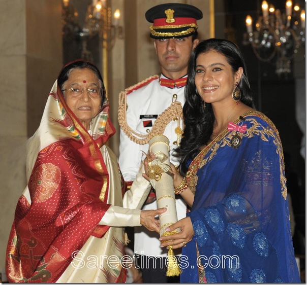 Kajol_Blue_Saree
