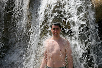 Gerrod being soaked by the falls