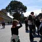 The sun is strong outside the Vatican.