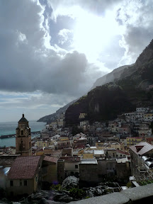The weather provides dramatic backdrop to the Amalfi coast.