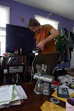 Attaching the coffee grinder to the grid.  Thank god.