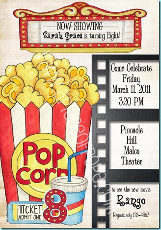 Movie Invites no picture 5x7