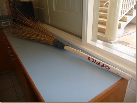 Each teacher has a broom for her own classroom.  This office broom is at Pakilau
