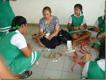 Making flowers from tapa cloth