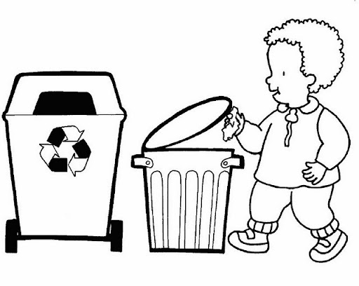 reciclaje de basura para colorear
