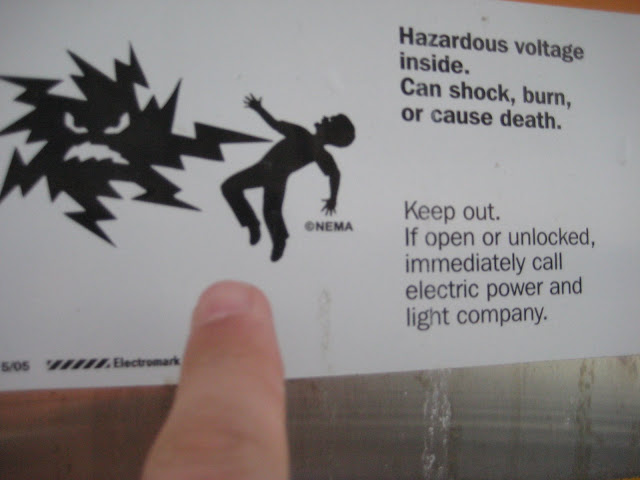Someone had fun illustrating the dangers of electricity.