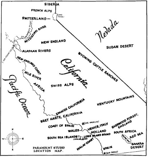 The following map supposed to be produced by Paramount Studios in 1927 for