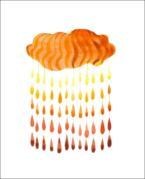 Rainbow of Raindrops Autumn Rain original watercolor painting by GollyBard