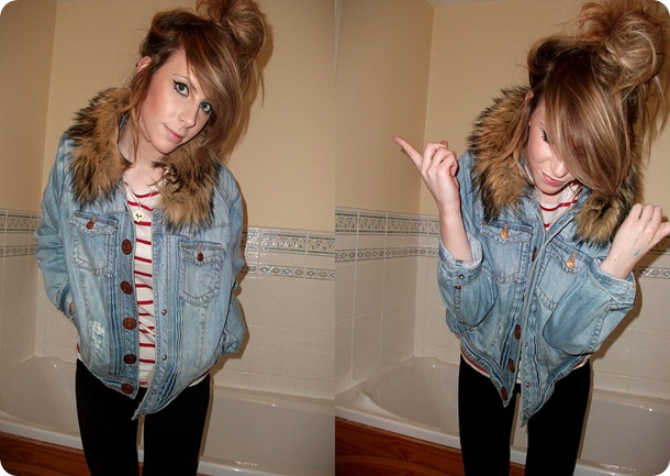 RIVER ISLAND denim faux fur jacket  6