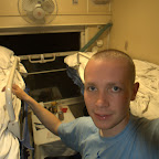 Fabian präsentiert unser Abteil mit Ventilator