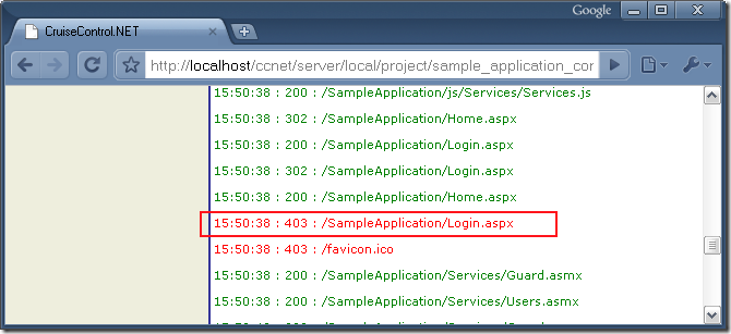 iis log in ccnet with 403 error