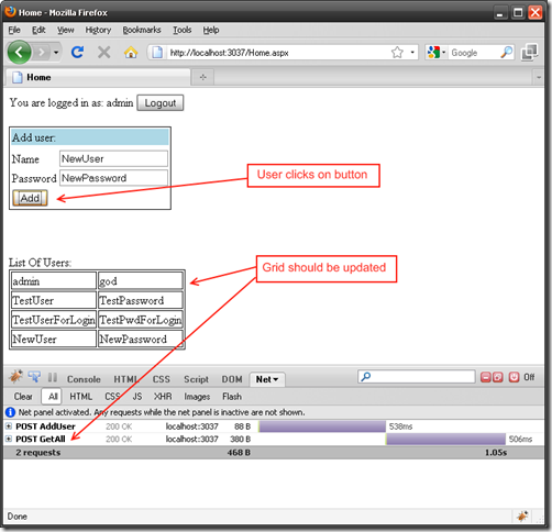 Ajax On User Management Page