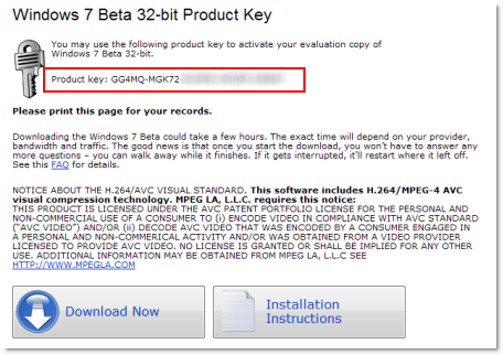 免费获取 Windows 7 Beta 序列号 - 任平生