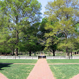 Looking out of the Christopher Wren Building to the campus of the College of William and Mary.