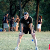Scott on base.  See the cup on the ground in the background?  That's not water.