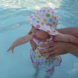 First trip to the neighborhood pool. (August)